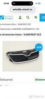 Škoda rapid mřížka a pravá mlhovka