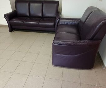 Kožená sedací souprava 3+2 - jak NOVÁ, TOP STAV