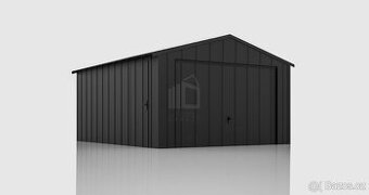 Plechova garáž 4x5m - výklopná vrata - dveře - falcovaný ple