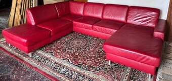 Kožená sedací souprava ve tvaru U, 3145