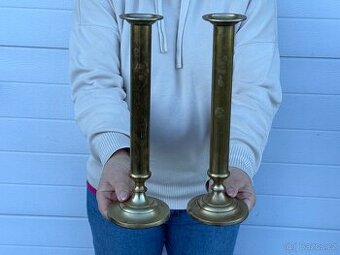Párové vysoké staré svícny masivní
