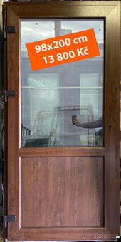 Vchodové dveře - ořech/ořech, prosklené 2/3, 98x200mm