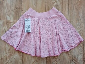 Little angel kolová sukně, vel. 128, růžová s puntíkem