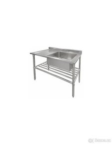 Nerezový dřez 120cm s odkládacím prostorem