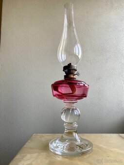 Ditmar Olejová Lampa Z Foukaného Skla Z 19. Století