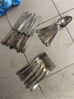 Starožitné stříbrné příbory set pro 6 osob
