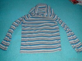 Pruhovaná modrá mikina klokánka vel.134/140