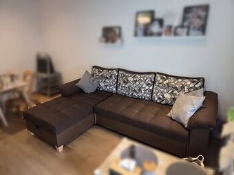 Rozkládací rohová sedačka s úložným prostorem