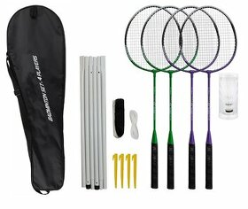 Badmintonový set 4x raketa síť 3x míček pouzdro - nové