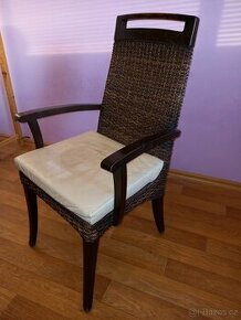 Židle s ratanem a opěrkami - 4 ks (cena sada).