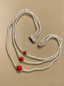 Trojřadý křišťálový náhrdelník s korály - 1