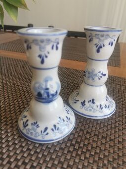 2 ručně malované porcelánové svícny
