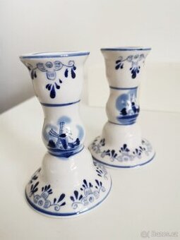 2 porcelánové svícny Delft