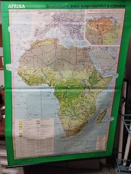 Školní mapa Afrika - zemědělství, lesní hosp. a rybolov.
