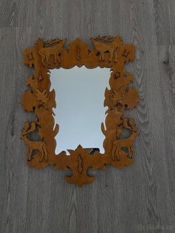 Retro zrcadlo - rám z vyřezávané bukové překližky