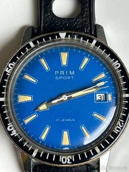 Prim Sport 1 gen. Modrý ciferník, původní stav- originál