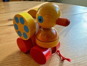 Tahací kachnička -dřevěná Detoa 70. Léta
