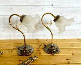 Staré mosazné párové stolní lampy - 1
