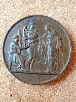 Masivní Záslužná AE Medaile FJ I. - Světová Výstava Vídeň 18