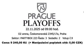 Prague Playoffs - 22.11. - Partybox - Čtyři vstupenky