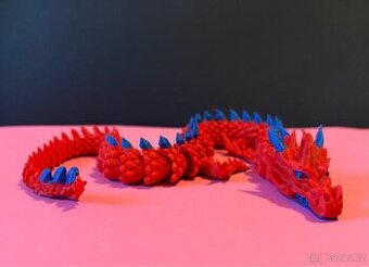 🐉 Artikulovaný 3D tištěný drak – červeno-modrý