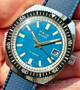 Československé mechanické vintage hodinky PRIM Sport 2 Modré