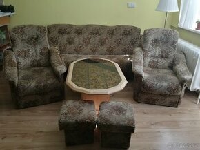 Obývací stěna, sedací souprava, stolek