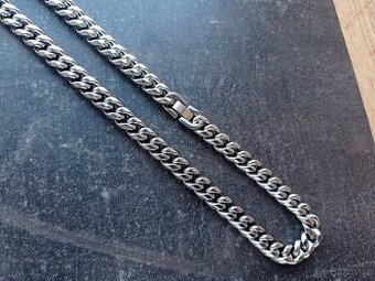 NOVÝ pánský náhrdelník Pancer Curb Silver steel š. 10 mm
