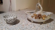 misky bílá / zlatá - porcelán