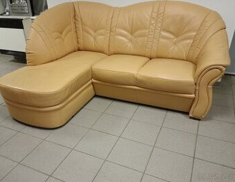 Kožená rohová sedací souprava - jak NOVÁ, TOP STAV