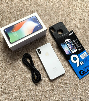 Apple Iphone X - 64GB - Silver - PĚKNÝ STAV
