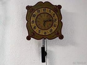 Staré selské malované dřevěné hodiny - 1
