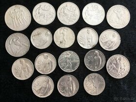 18 kusů 10, 20 Kč ČSR, 50 a 100 Kčs ČSSR. stříbrné mince