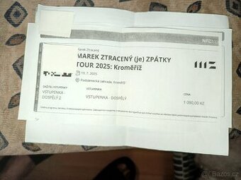 Nabízím vstupenky na koncert Marka Ztraceného v Kroměříži