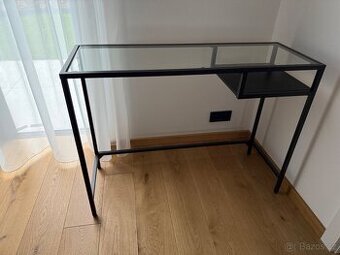 IKEA VITTSJÖ - Stůl na notebook, černohnědá/sklo, 100x36 cm