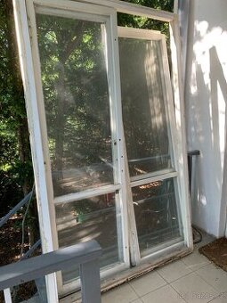 Balkonove dvere 2 kridla drevene  240c150 cm
