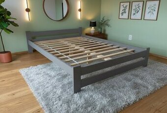 Nová postel 180x200 cm borovice šedá s roštem