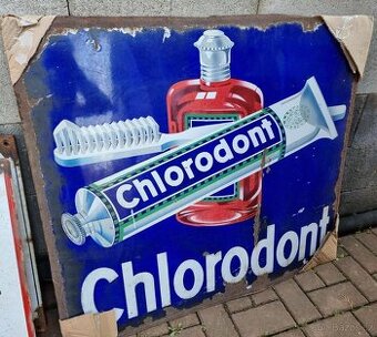Velká smaltovaná reklamni cedule Chlorodont
