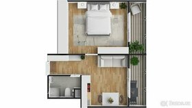 Prodej bytu 1+1 36 m² v Kuřimi se dvěma lodžiemi