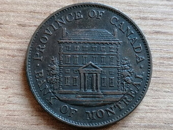 1/2 Penny 1844 Canada Bank Token koloniální mince Kanada