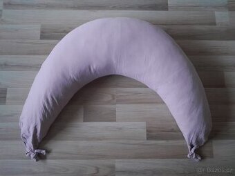 Mušelínový velký kojící těhotenský polštář starorůžový relax
