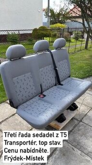 Zadní troj sedadlo z VW T5 Transportér + pásy