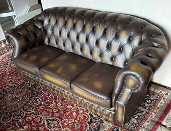 ,kožená pohovka originál Chesterfield, 4673