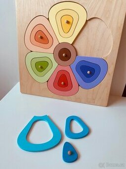 Dřevěné puzzle velké - květ, montessori
