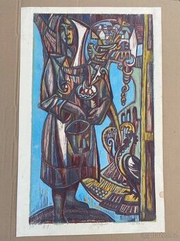 Jiří Kodym / dřevořez / grafika / velkoformátová / 1988