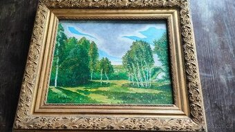 Obraz krajiny signován 1957 - olejomalba