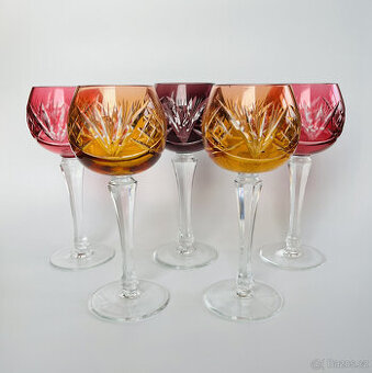 5x barevná broušená křišťálová sklenice 180ml