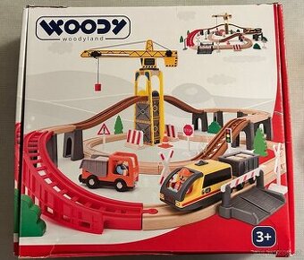 Woody Vláčkodráha s jeřábem 70 dílů