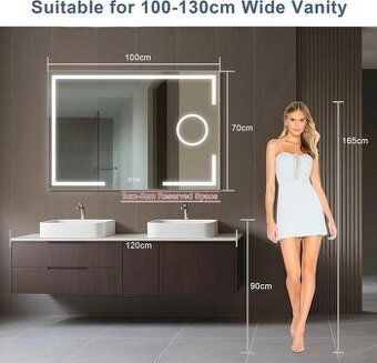 Koupelnové zrcadlo STARLEAD s osvětlením 100x70cm - NOVÉ