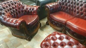 CHESTERFIELD ŠTÝL,kožená luxusná sedačka,ZĽACNENÁ